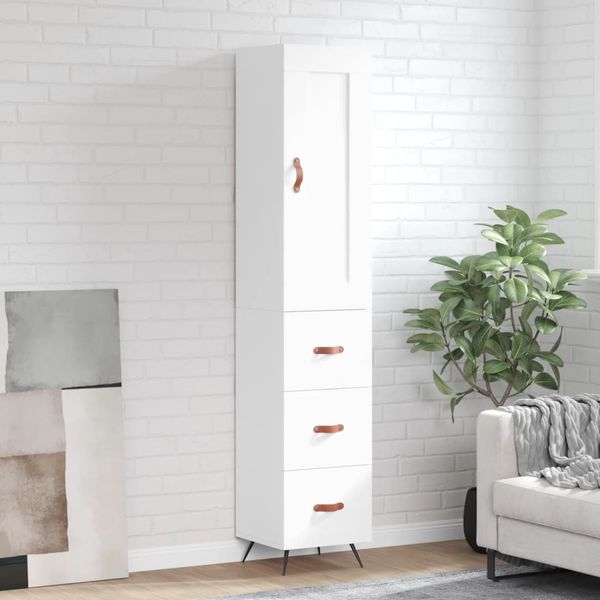 vidaXL Vysoká skrinka biela 34,5x34x180 cm spracované drevo