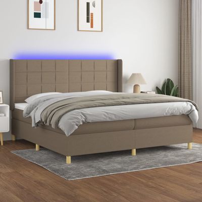 vidaXL Posteľ boxsping s matracom a LED sivohnedá 200x200 cm látka