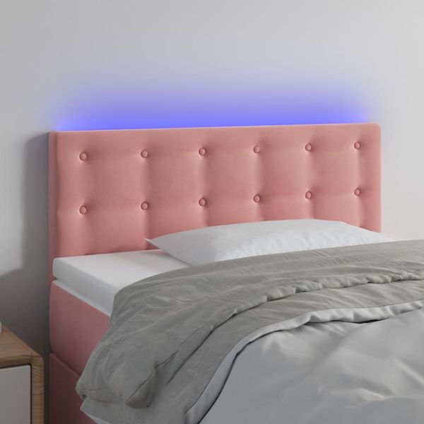 vidaXL Čelo postele s LED ružové 90x5x78/88 cm zamat