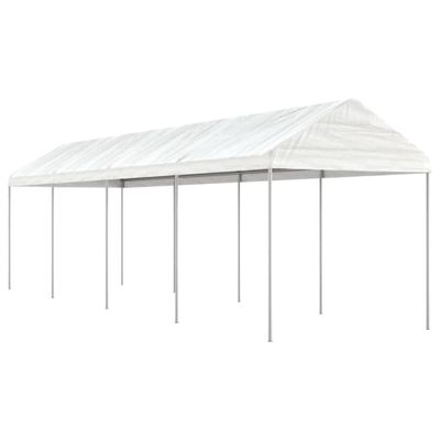 vidaXL Altánok so strechou, biely 8,92x2,28x2,69 m, polyetylén