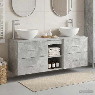 vidaXL Set kabinetov do kúpeľne 3 ks Betónovo sivá 49,5 x 41 x 64,5 cm