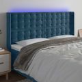 vidaXL Čelo postele s LED tmavomodré 163x16x118/128 cm zamat