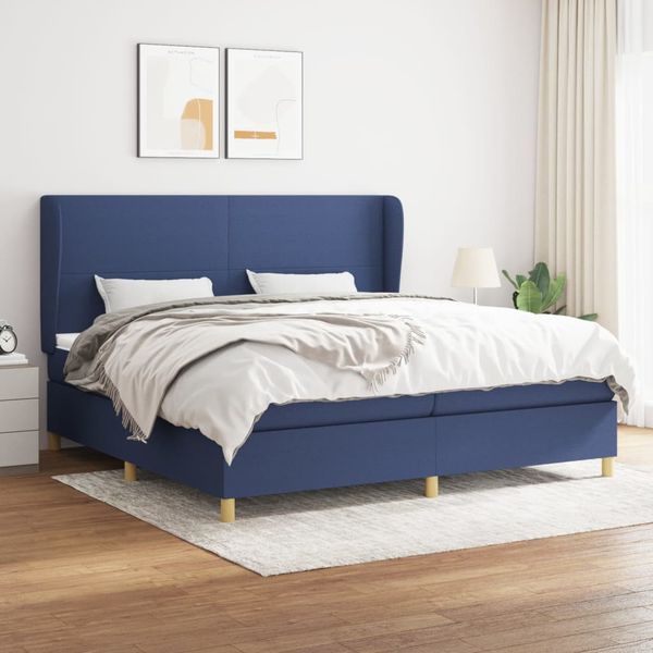 vidaXL Boxspring posteľ s matracom modrá 200x200 cm látka