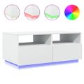 Konferenčný stolík vidaXL s LED svetlami biely 90x49x40 cm