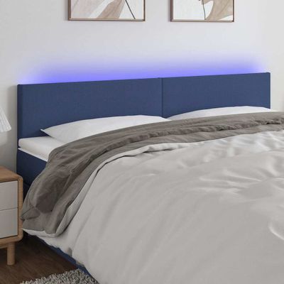 vidaXL Čelo postele s LED modré 160x5x78/88 cm látka