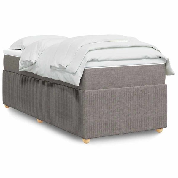 vidaXL Posteľný rám boxspring s matracom sivohnedý 90x190 cm látka