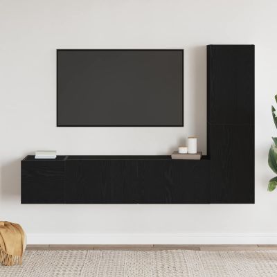 vidaXL Zostava TV skriniek 4 pcs Čierny dub 130,5 x 30 x 140 cm