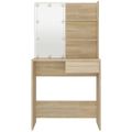 vidaXL Toaletný stolík s LED osvetlením, dub sonoma, 74,5x40x141 cm, imitácia dreva