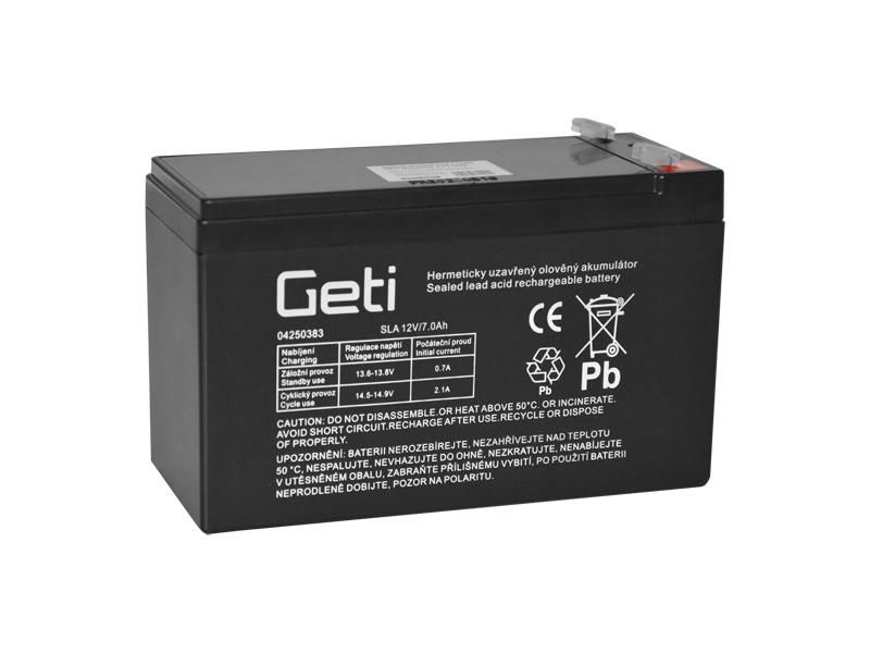 Batérie olovená 12V 7.0Ah GETI (konektor 4,75 mm)