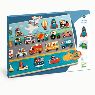 Drevené edukačné puzzle Dopravné prostriedky