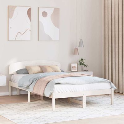 vidaXL Rám postele Biela 140 x 190 cm Masívne borovicové drevo