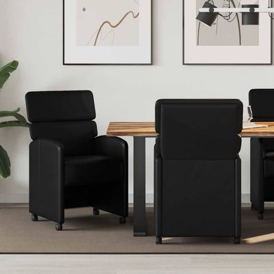 vidaXL Jedálenské stoličky na kolieskach 2 pcs Čierna 58 x 65 x 98 cm