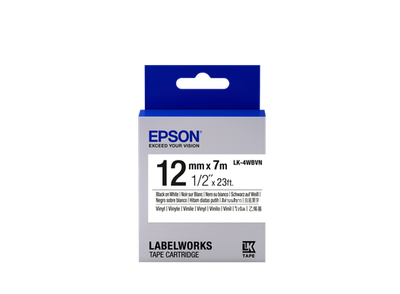 Epson Label Cartridge Vinyl LK-4WBVN Black/White 12mm (7 metrov)