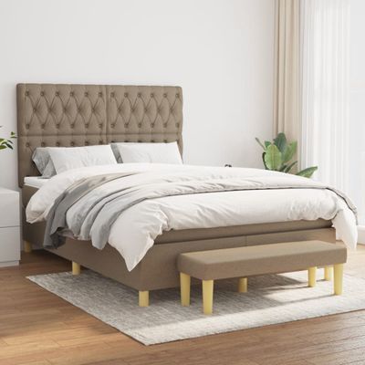vidaXL Posteľný rám boxspring s matracom sivohned 140x200 cm látka