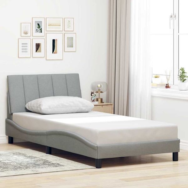 vidaXL Rám postele bez matraca Hanko bledosivý 100x200 cm látka