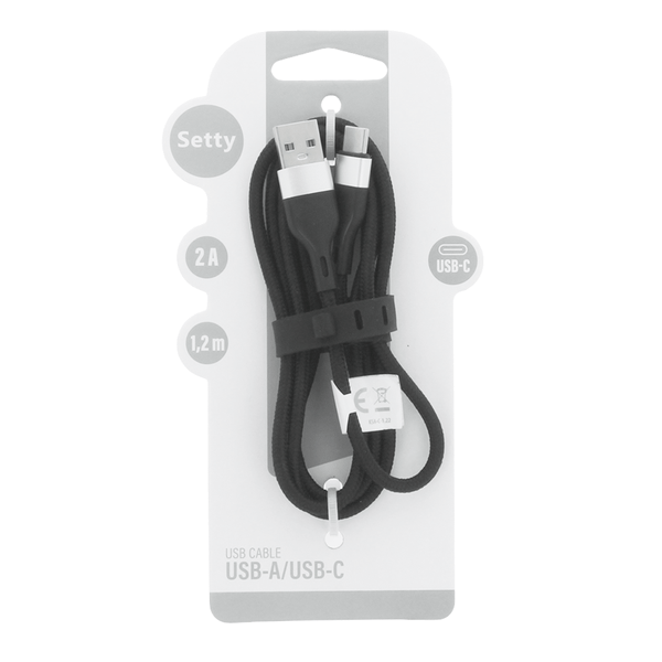 SETTY kábel USB-A - USB-C 1,2 m 2A KNA-C-1.221 čierna (GSM171582)