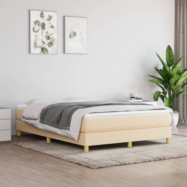 vidaXL Posteľný rám s boxspringom krémová 140x200 cm látka