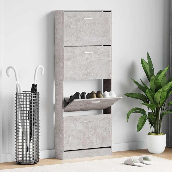 vidaXL Botník betónovo sivý 59x17x150 cm spracované drevo