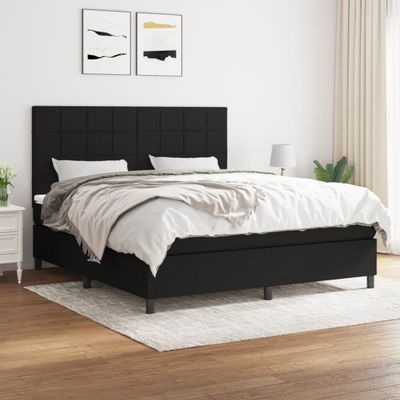 vidaXL Posteľný rám boxspring s matracom čierny 160x200 cm látka