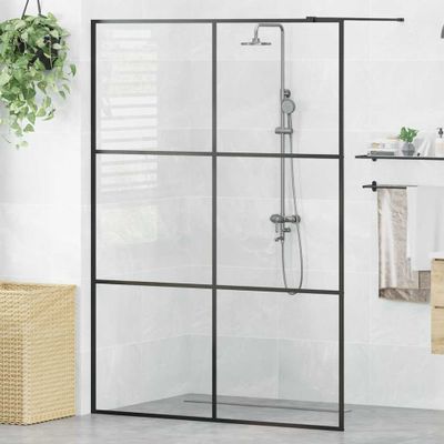 vidaXL Sprchová zástena z priehľadného ESG skla 140x195 cm čierna