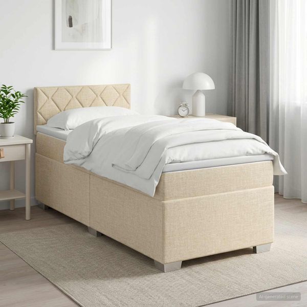 vidaXL Posteľ boxspring s matracom Krémová 80 x 200 cm Látka