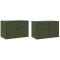 vidaXL TV skrinky 2 ks olivovozelené 67x39x44 cm oceľ