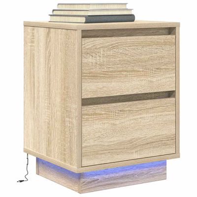 vidaXL nočná skrinka s LED osvetlením dub sonoma 38x34x50 cm