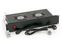 TRITON 19" ventilácia jednotka, 2 ventilátory-230V/70W, termostat, čierna