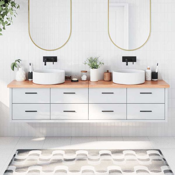 vidaXL Kúpeľňová doska bledohnedá 200x30x(2-4) cm ošetrený masív