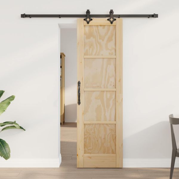 vidaXL Posuvné dvere Prírodná a čierna 61 x 198,5 cm Borovicový masív