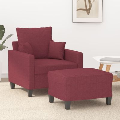 vidaXL Kreslo s podnožkou vínovo-červené 60 cm látka