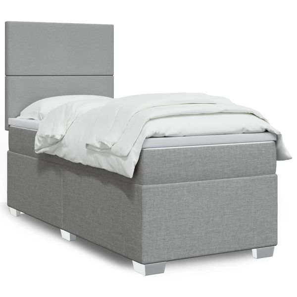 vidaXL Boxspring posteľ s matracom bledosivý 100x200 cm látka