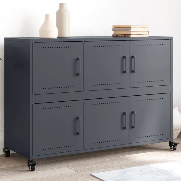 vidaXL Komoda antracitová 100,5x39x72 cm oceľ