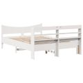 vidaXL Posteľný rám s čelom biely 135x190 cm borovicový masív