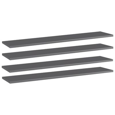 vidaXL Prídavné police 4 ks, lesklé sivé 100x20x1,5 cm, drevotrieska