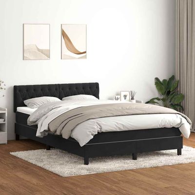 vidaXL Posteľný rám boxspring s matracom a LED čierny 160x210 cm zamat