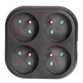 Rozbočovacia zásuvka SOLIGHT P112, 4x 10A, čierna