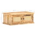 vidaXL Konferenčný stolík 90x50x35 cm mangové drevo a prírodná trstina