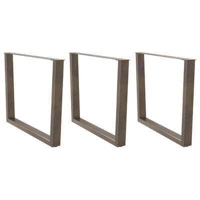 vidaXL Nohy k jedálenskému stolu v tvare V, 3 ks, prírodná oceľ, 100 x (72-73,3) cm, oceľ