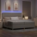 vidaXL LED box s pružinami Sivohnedá 200 x 200 cm látka
