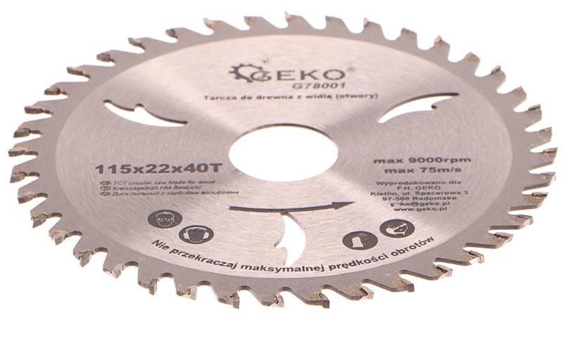 Kruhový pilový disk s otvormi, 115x22x40T GEKO