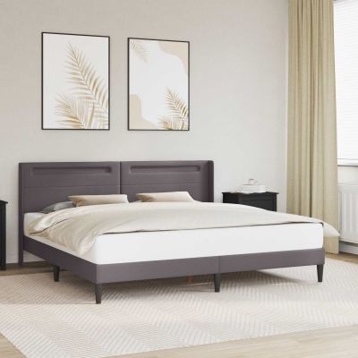 vidaXL Rám postele s LED pásikmi Sivá 180 x 200 cm Umelá koža