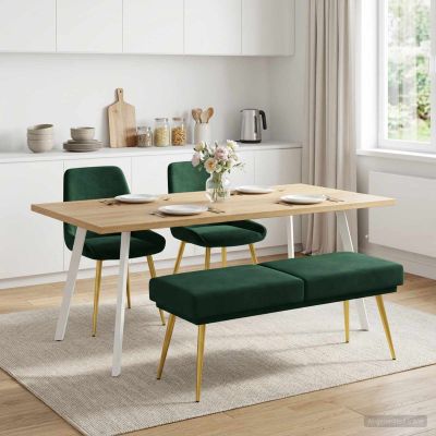 vidaXL Dvojvrstvová lavica Tmavozelená 120 x 45 x 46 cm Zamat