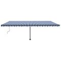 vidaXL Samostatne stojaca automatická markíza 600x350 cm modro-biela