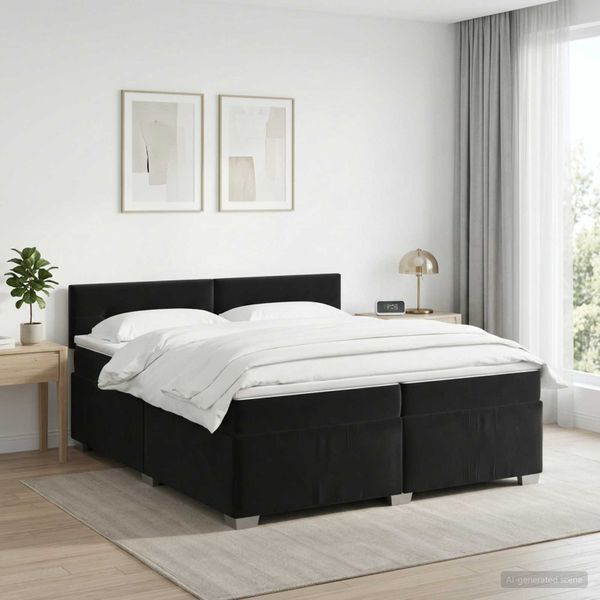 vidaXL Posteľ boxspring s matracom Čierna 200 x 200 cm Zamat