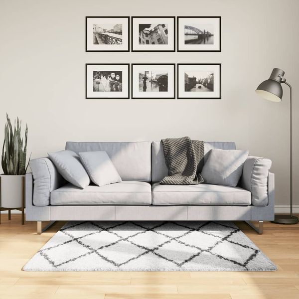 vidaXL Shaggy koberec PAMPLONA, vysoký vlas, krémovo čierny 120x170 cm