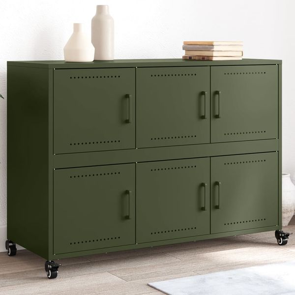 vidaXL Komoda olivovozelená 100,5x39x72 cm oceľ