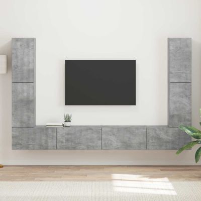 vidaXL Zostava TV skriniek 8 pcs Betónová šedá Kompozitné drevo