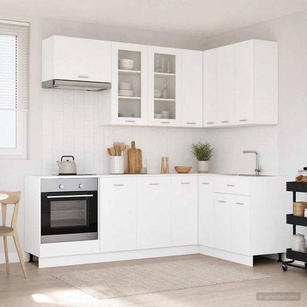 vidaXL Kuchynská jednotka LYON 8 ks Biela Kompozitné drevo