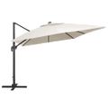 vidaXL Závesný záhradný slnečník+LED, hliníková tyč 400x300cm pieskový